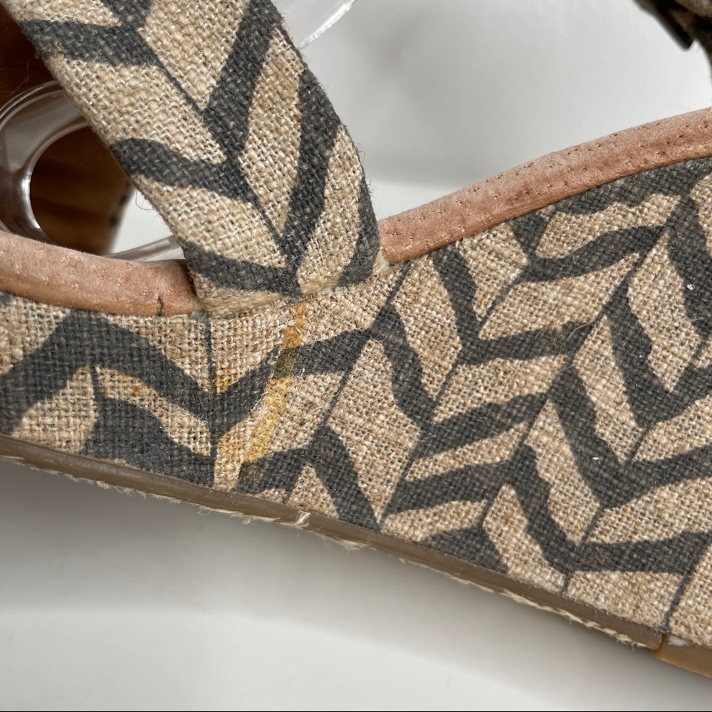 Toms sienna wedge sandal chevron burlap tan black - Picture 9 of 13